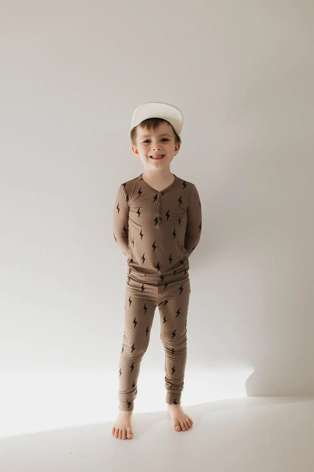 Baby Brown & Black Lightning Bolt Bamboo PJs