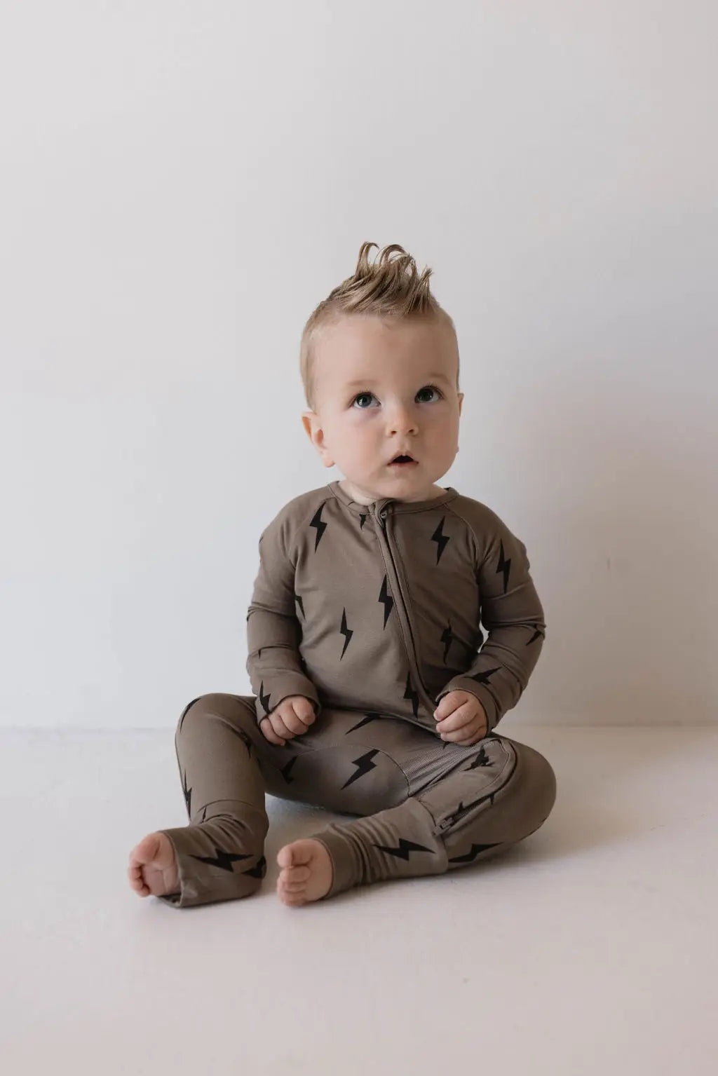 Baby Brown & Black Lightning Bolt Bamboo PJs
